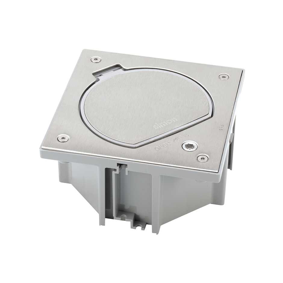 Vloerdoos voor cementdekvloer met Cat6. RJ45 en 1 wcd RVS veiligheidssluiting