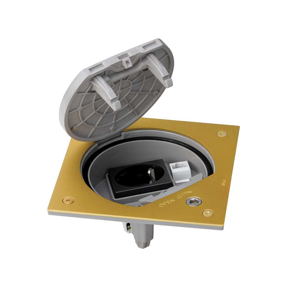 Vloerdoos voor in de verhoogde vloer met Cat6. RJ45 en 1 wcd messing - Afbeelding 4