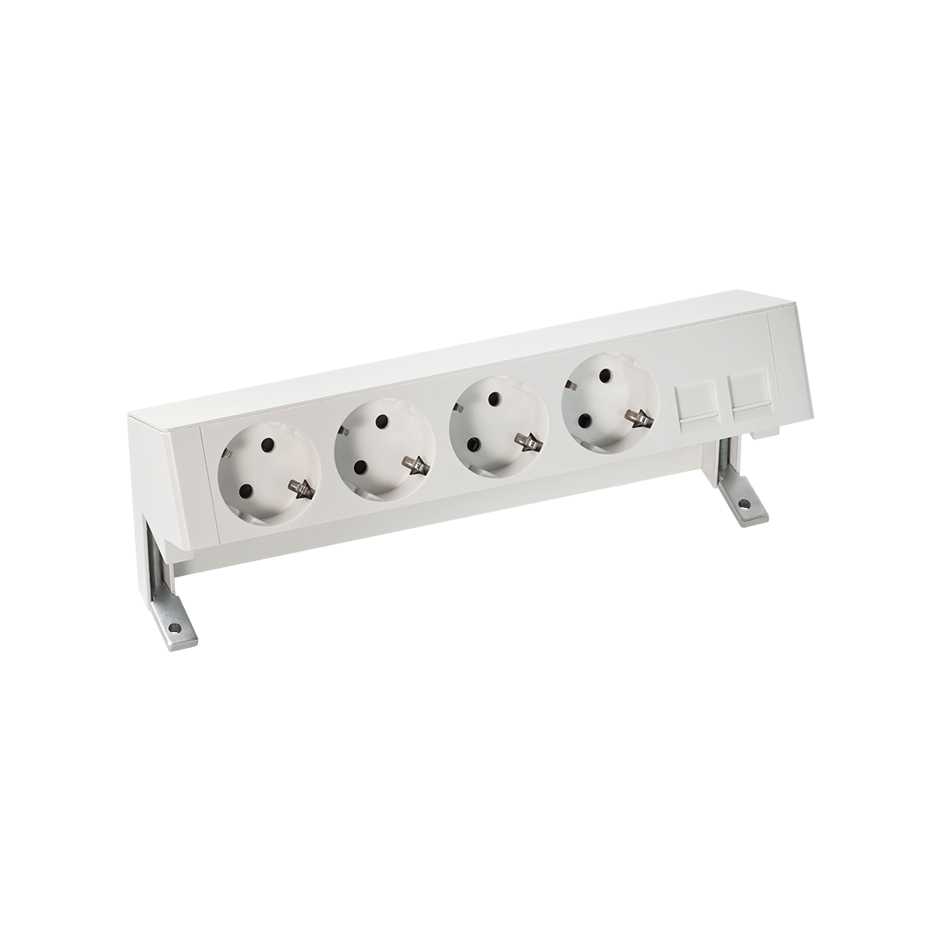 Bureau opbouwunit 4 wcd, 2 RJ45, zwart