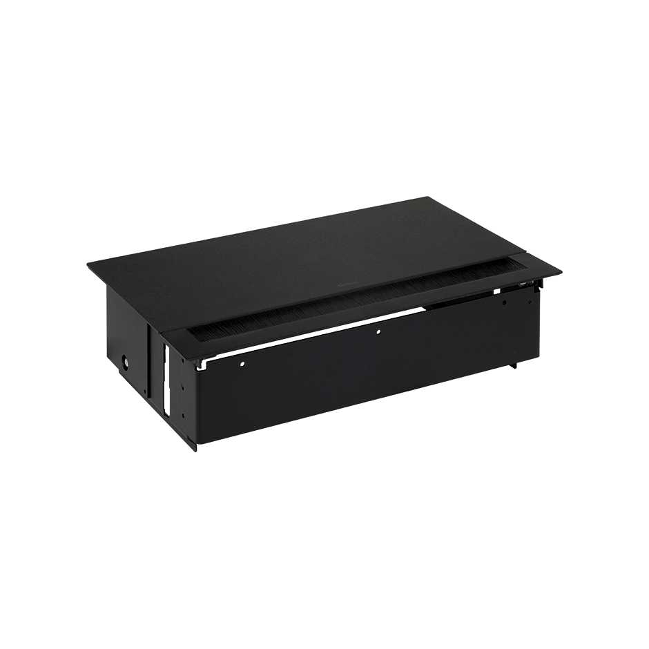 Bureau inbouwunit 4 wcd, met borstel, zwart