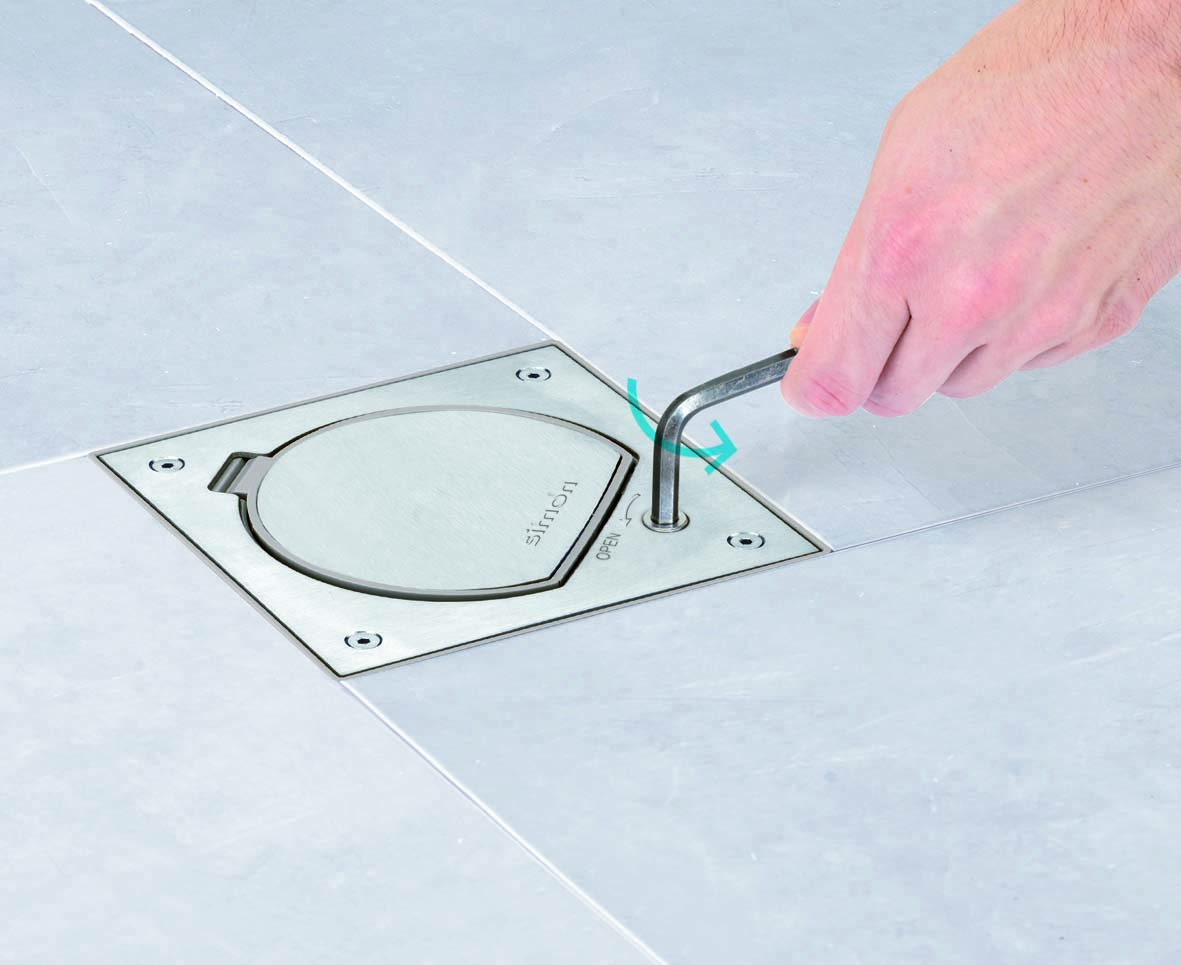 Vloerdoos voor in de verhoogde vloer met Cat6. RJ45 en 1 wcd RVS veiligheidssluiting - Afbeelding 2