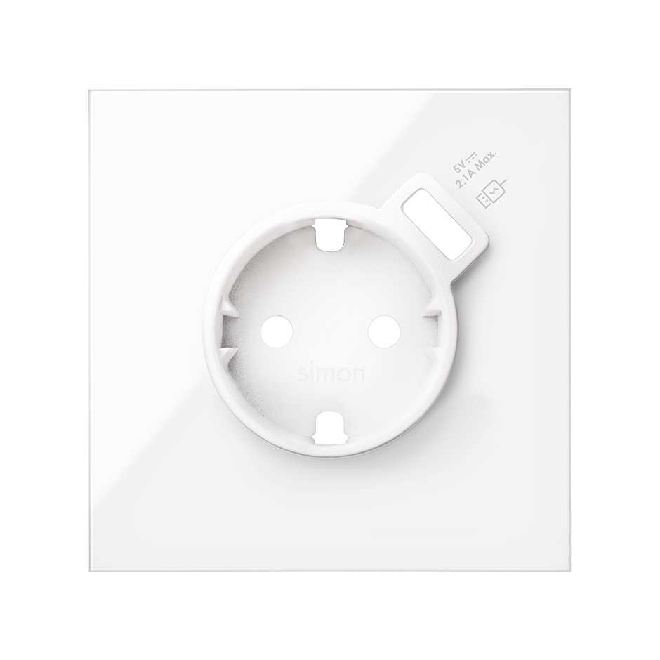 Wandcontactdoos + USB Simon 100, wit