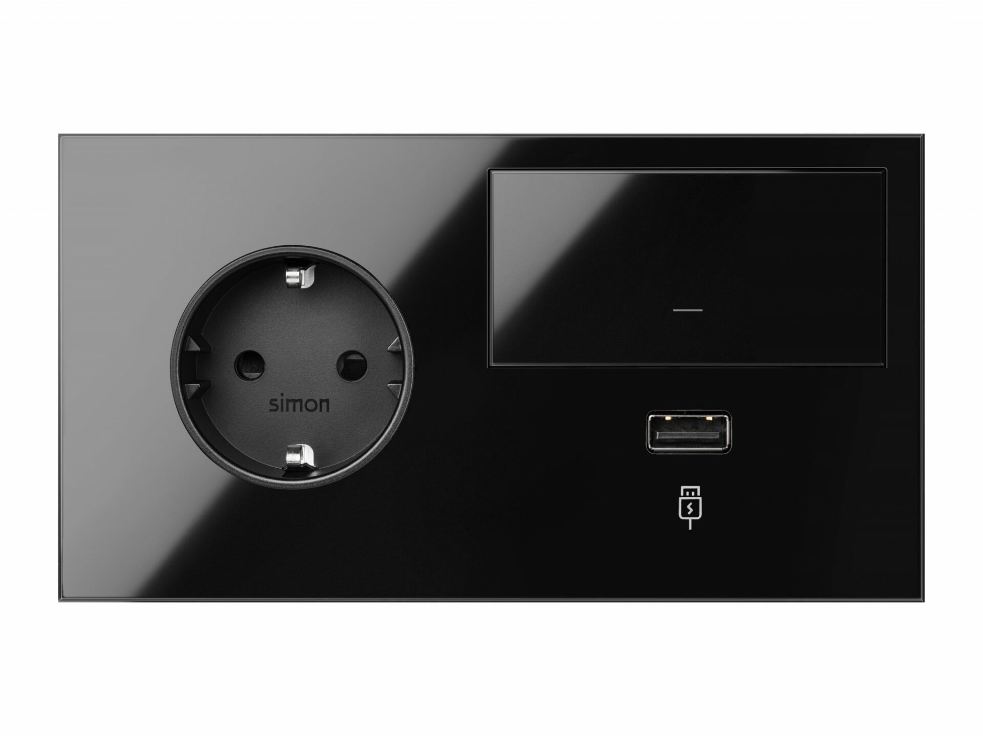 1 wcd + 1 kruisschakelaar + USB rechts, zwart