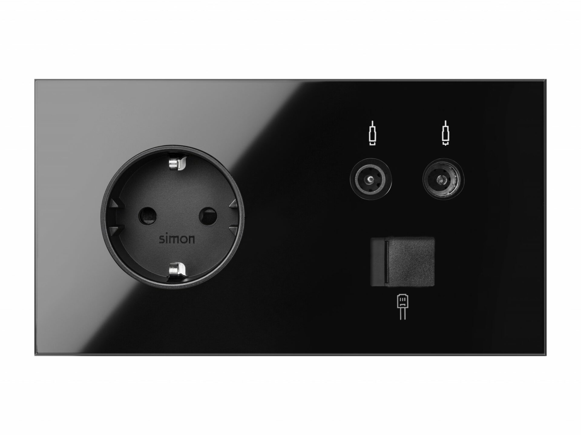 1 WCD, 1 RJ45, 1 TV, zwart