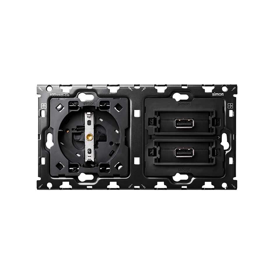 Wandcontactdoos + 2 USB Simon 100, wit - Afbeelding 2