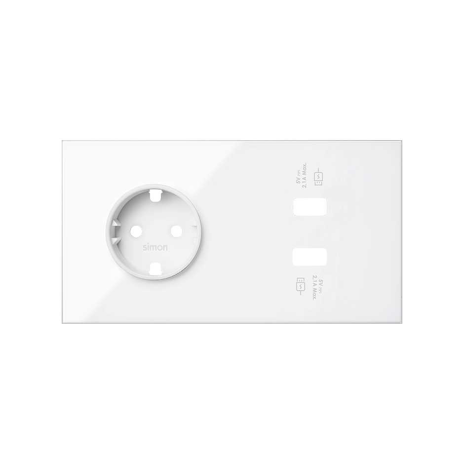 Wandcontactdoos + 2 USB Simon 100, wit