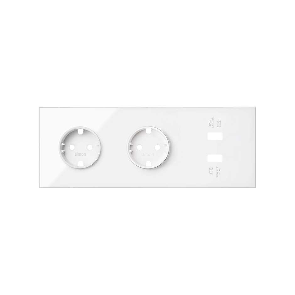 2 wandcontactdozen + 2 USB Simon 100, wit